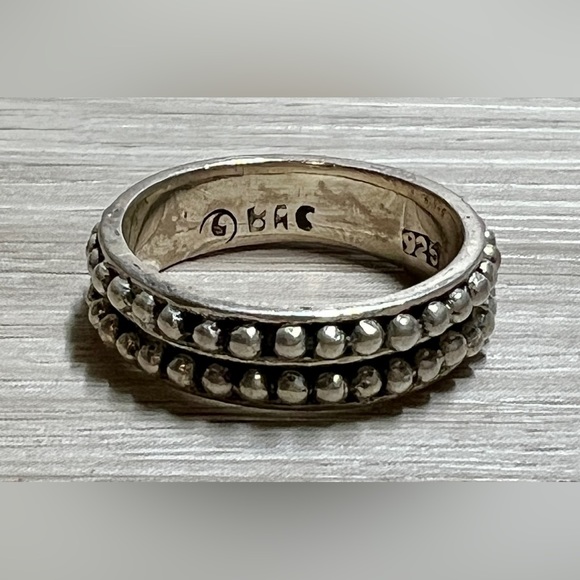 Vintage Designer Signed Handmade Beaded/Dotted Eternity Band Ring, Size 7.5 - Picture 3 of 9